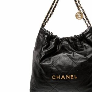 Chanel Black Leather Shoulder Bag with Gold Accents